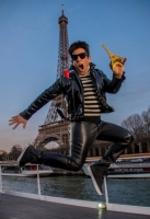 Derek Zoolander visits the Eiffel Tower in Paris to promote Zoolander No. 2 opening in theaters February 12th.