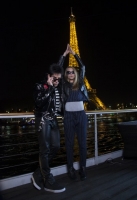 Derek Zoolander and friend Cara Delevingne visit the Eiffel Tower in Paris to promote Zoolander No. 2 opening in theaters February 12th.