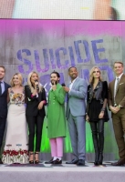 Adewale Akinnuoye-Agbaje, Karen Fukuhara, Jai Corntney, Margot Robbie, Laura Whitmore, Jared Leto, Will Smith, Cara Delevingne, Joel Kinnaman, David Ayer and Jay Hernandez attend the European Premiere of 'Suicide Squad' at London's Leicester Square. 3 August 2016