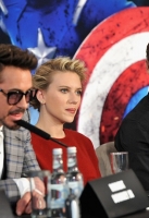 Robert Downey Jr, Scarlett Johansson and Jeremy Renner 