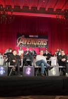 Cast of MarvelÂs Avengers: Infinity War attend the Global Press Conference OR (NAME OF TALENT) at the Avengers: Infinity War Press Junket in Los Angeles, CA April 22nd, 2018