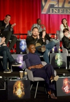 Cast of MarvelÂs Avengers: Infinity War attend the Global Press Conference OR (NAME OF TALENT) at the Avengers: Infinity War Press Junket in Los Angeles, CA April 22nd, 2018