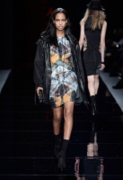 A model walks the runway at the Nicole Miller Fall 2013 fashion show during Mercedes-Benz Fashion Week at The Studio at Lincoln Center on February 8, 2013 in New York City.