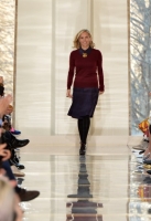 A model walks the runway at the Tory Burch fashion show during Mercedes-Benz Fashion Week Fall 2014 at Avery Fisher Hall at Lincoln Center for the Performing Arts on February 11, 2014 in New York City.